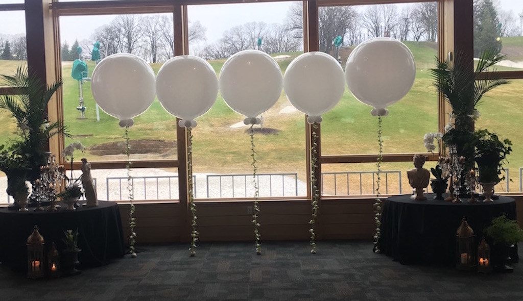 Giant White Wedding balloons in a row