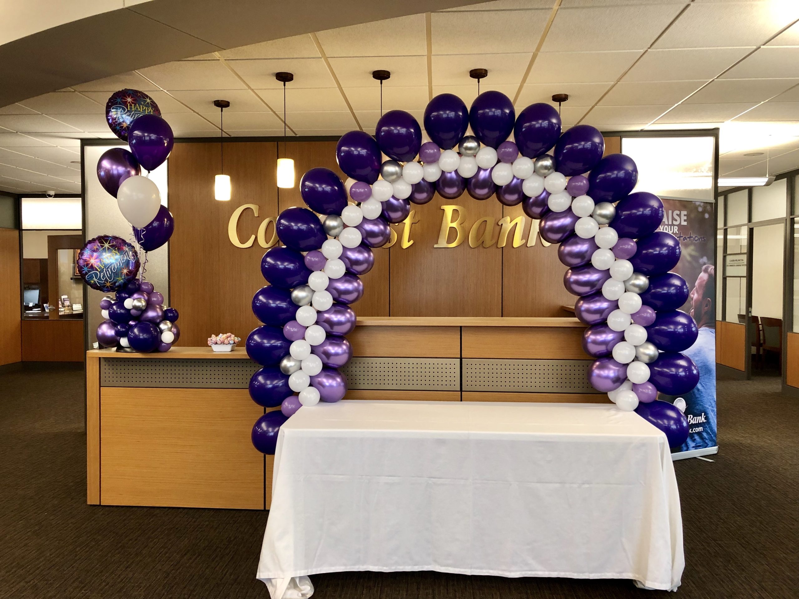 Purple Table arch and Centerpiece